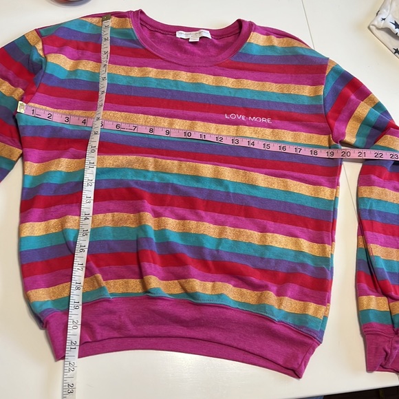 1058 Women’s  SpiritualGangster LongSleeve MetallicStripe Sweatshirt sz M - Picture 6 of 12